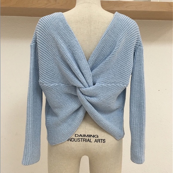 5🌟Sunny Day Sexy Blue Long Sleeve Cozy Sweater - Picture 6 of 8